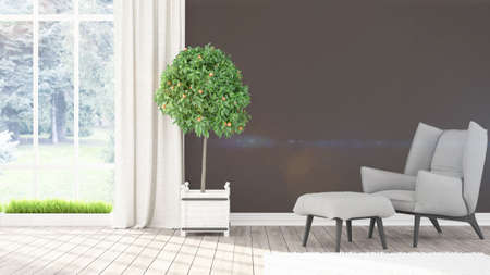 Modern bright interior . 3D renderingの写真素材