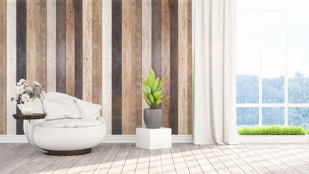 Beautiful modern living room interior with armchair. 3D renderingの写真素材