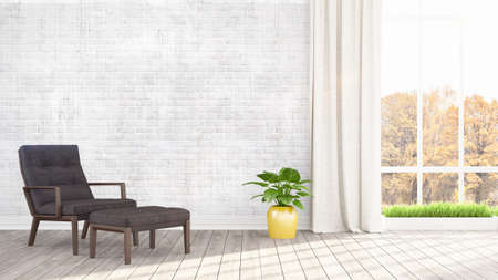 Beautiful modern living room interior with armchair. 3D renderingの写真素材