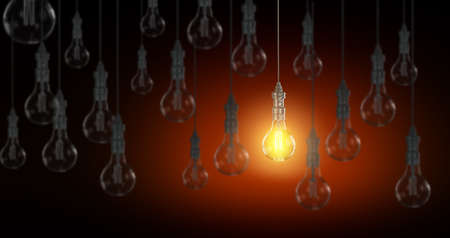 Light bulb lamps on a colour background. 3D renderingの写真素材