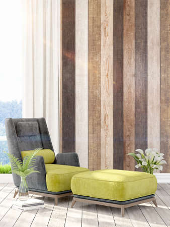 Modern bright interior . 3D renderingの写真素材