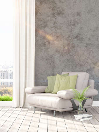 Modern bright interior . 3D rendering