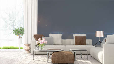 Modern bright interior . 3D renderingの写真素材