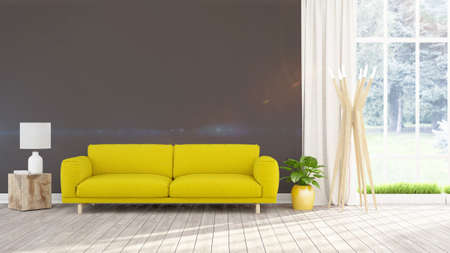 Modern bright interior . 3D renderingの写真素材