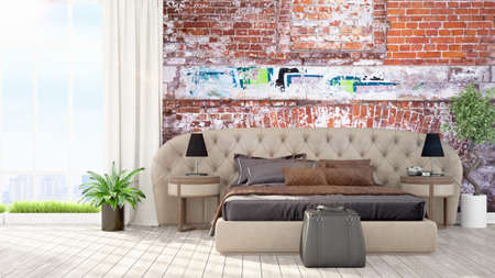 Modern bright interior . 3D renderingの写真素材