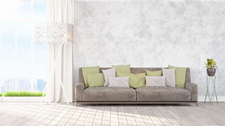 Modern bright interior . 3D rendering