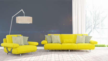 Modern bright interior . 3D rendering