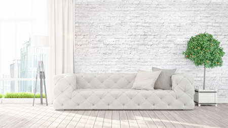 Modern bright interior . 3D rendering