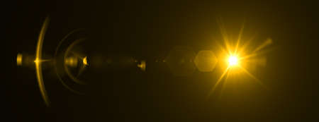 Lens flare effect. 3D rendering