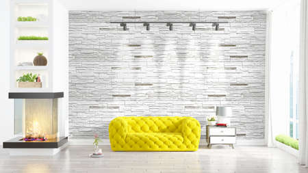 Modern bright interior . 3D renderingの写真素材