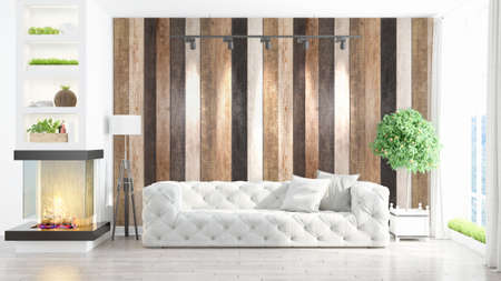 Modern bright interior . 3D rendering