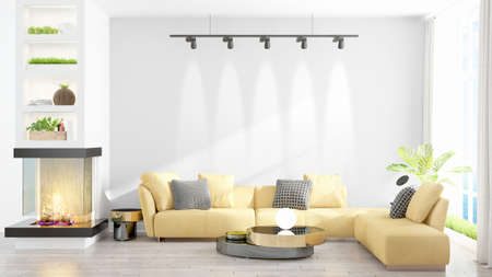Modern bright interior . 3D renderingの写真素材