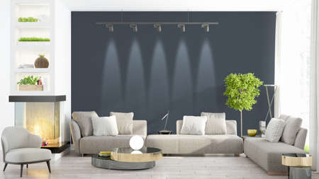 Modern bright interior . 3D renderingの写真素材