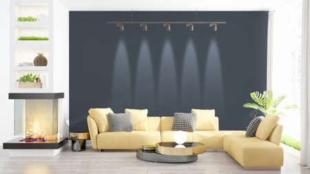 Modern bright interior . 3D rendering