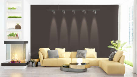 Modern bright interior . 3D rendering
