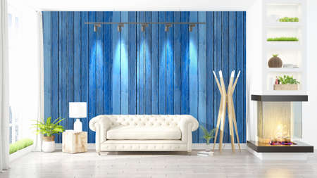 Modern bright interior . 3D rendering