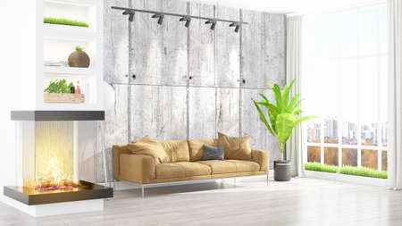 Modern bright interior . 3D renderingの写真素材