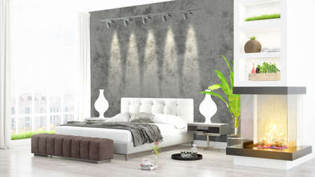 Modern bright interior . 3D rendering