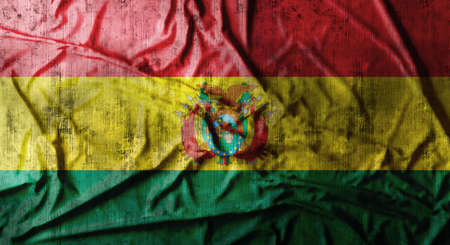 Grunge crumpled Bolivia flag. 3d renderingの写真素材