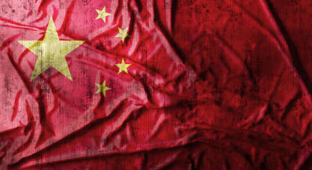 Grunge crumpled Chinese flag. 3d renderingの写真素材