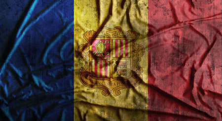 Grunge crumpled Andorra flag. 3d renderingの写真素材