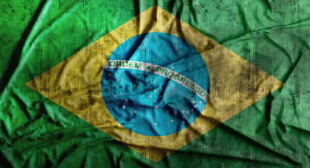 Grunge crumpled Brazil flag. 3d renderingの写真素材