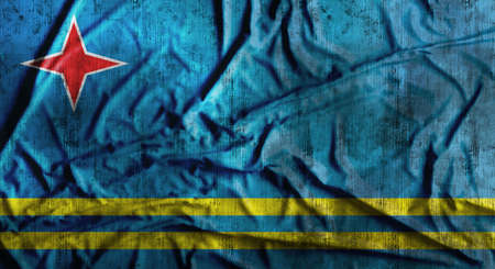 Grunge crumpled Aruba flag. 3d renderingの写真素材