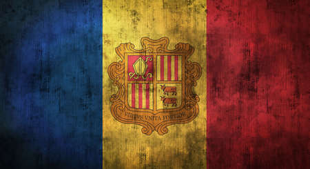 Grunge crumpled Andorra flag. 3d renderingの写真素材