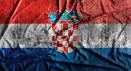 Grunge crumpled Croatia flag. 3d renderingの写真素材