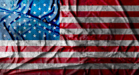 Grunge crumpled american flag. 3d renderingの写真素材