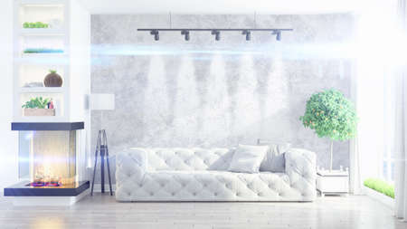 Modern bright interior . 3D rendering