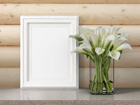 Mock up blank frame. 3d renderingの写真素材