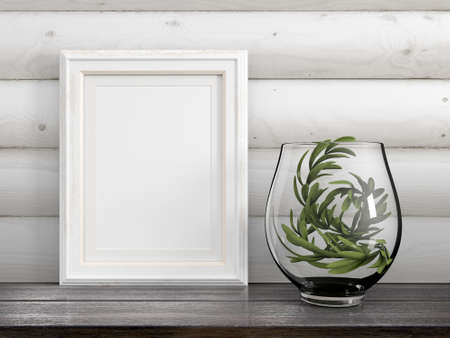 Mock up blank frame. 3d renderingの写真素材