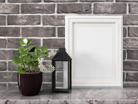 Mock up blank frame. 3d renderingの写真素材