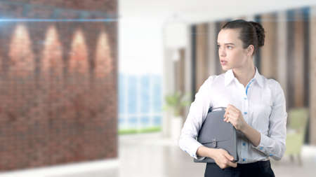 Young Business woman over interior background