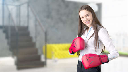 Young Business woman over interior background