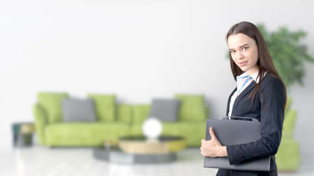 Young Business woman over interior background