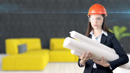 Young Business woman over interior background