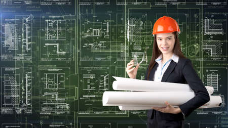 Businesswoman Architect Engineer Construction Design and Business Conceptの写真素材