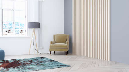 Living room interior in scandinavian style . 3D renderingの写真素材