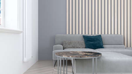 Living room interior in scandinavian style . 3D rendering