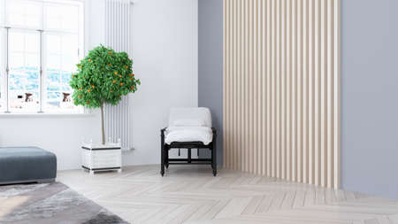 Living room interior in scandinavian style . 3D rendering