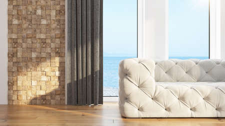 Modern design living room interior with beautiful view . 3D rendering