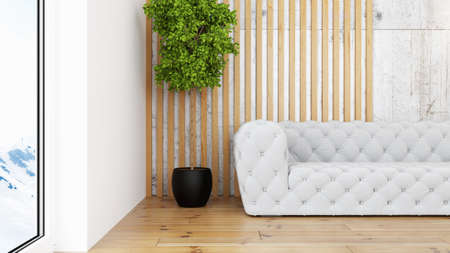 Modern design living room interior with beautiful view . 3D rendering