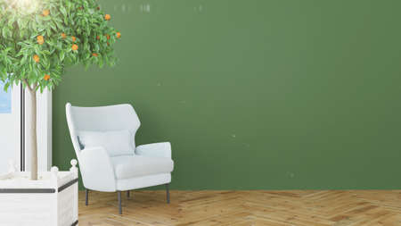 Modern design living room interior with beautiful view . 3D renderingの写真素材