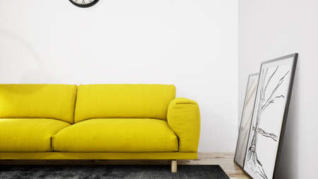 Modern design living room interior with beautiful view . 3D renderingの写真素材