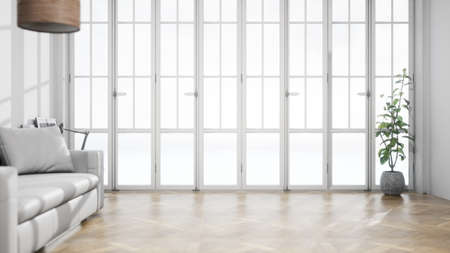 Modern design living room interior with beautiful view . 3D renderingの写真素材