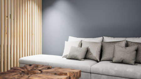 Modern design living room interior with beautiful view . 3D renderingの写真素材