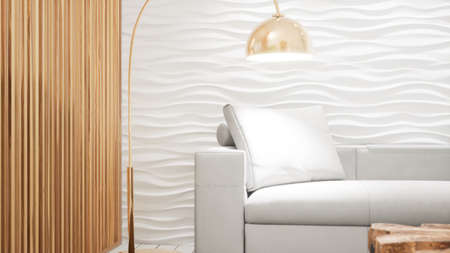 Modern design living room interior in Scandinavian style . 3D rendering