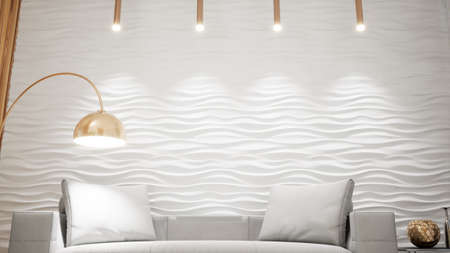 Modern design living room interior in Scandinavian style . 3D rendering